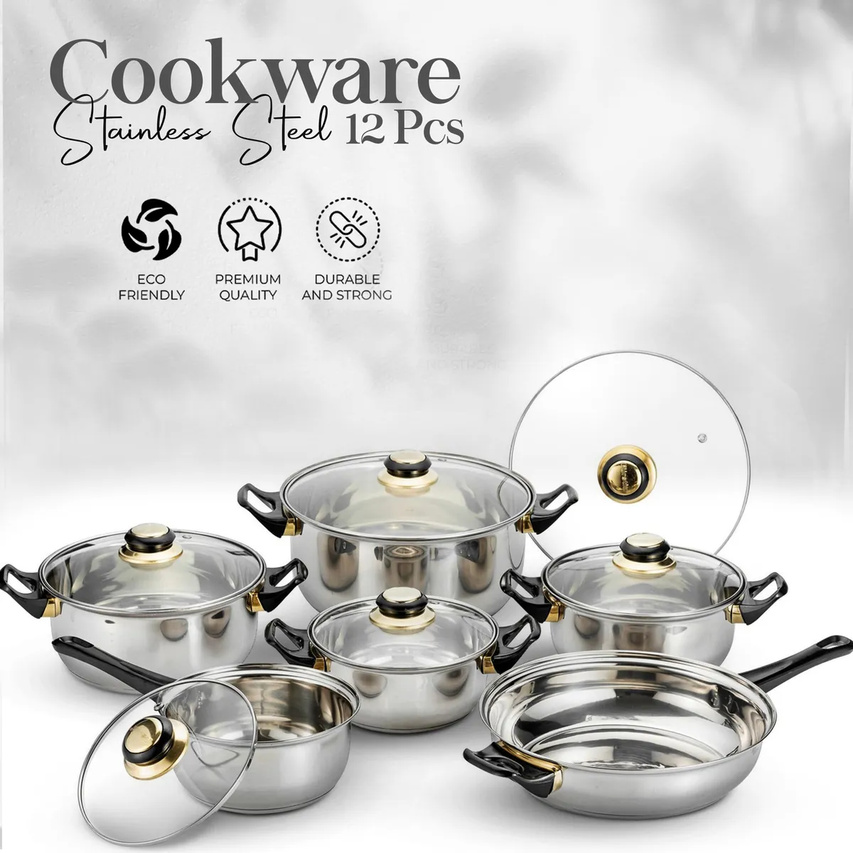 Bateria De Cocina 12 Piezas Alpine Cuisine Acero Inox 10/18