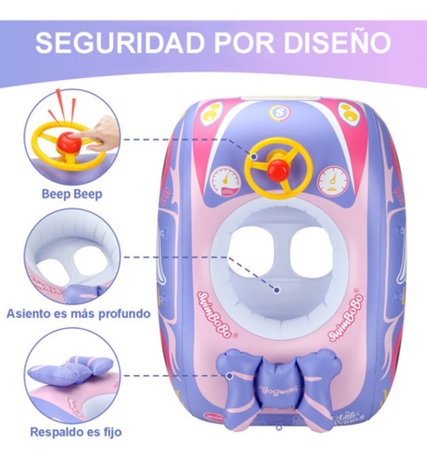 Salvavidas Inflables Alberca Adecuado Para Bebés De 1-4 Años Azul Carro