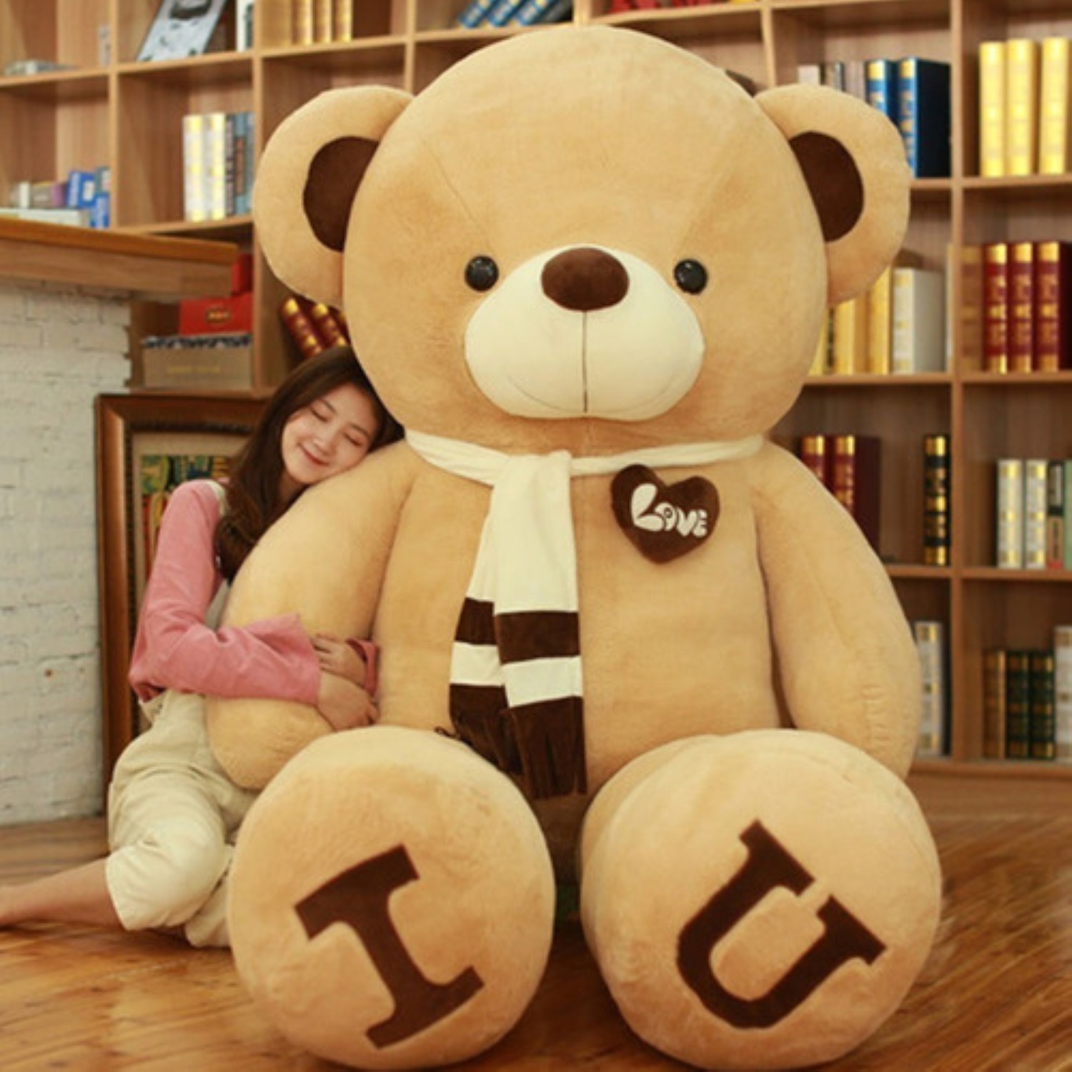 Grande Oso Peluche Gigante Con Bufanda 1metro Rosa