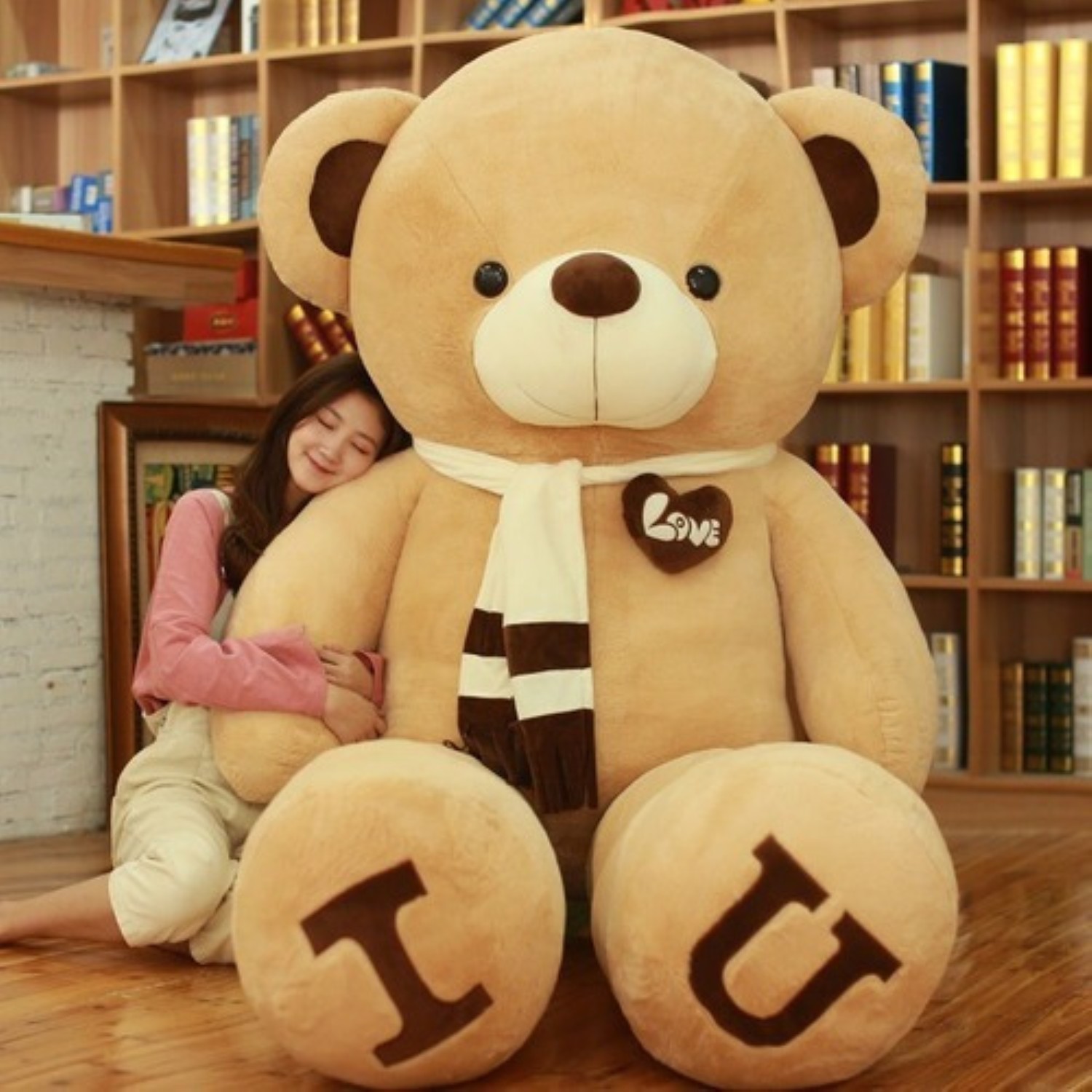 Grande Oso Peluche Gigante Con Bufanda 1metro Marron