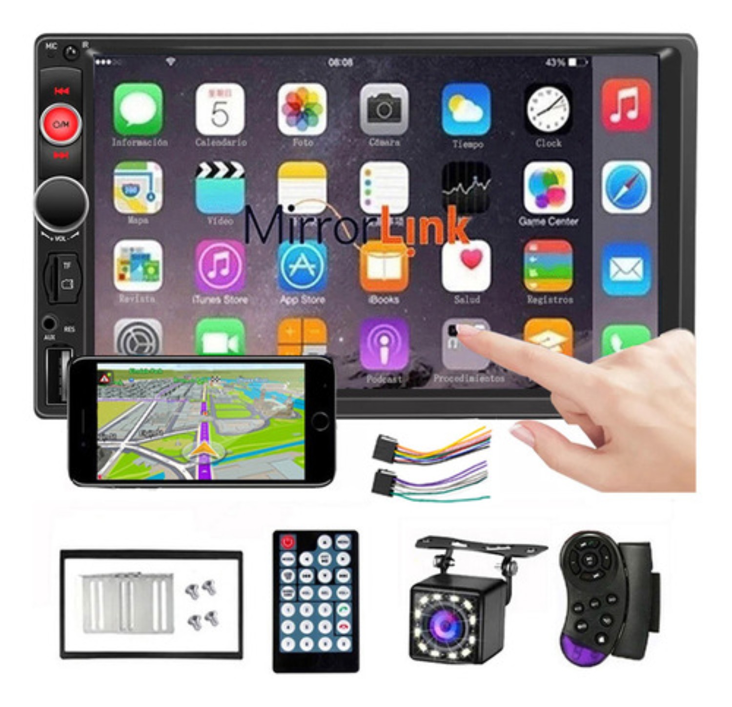 Kit Estéreo Para Auto Fnbrli Mirror Link 7 7010b Con Cámara