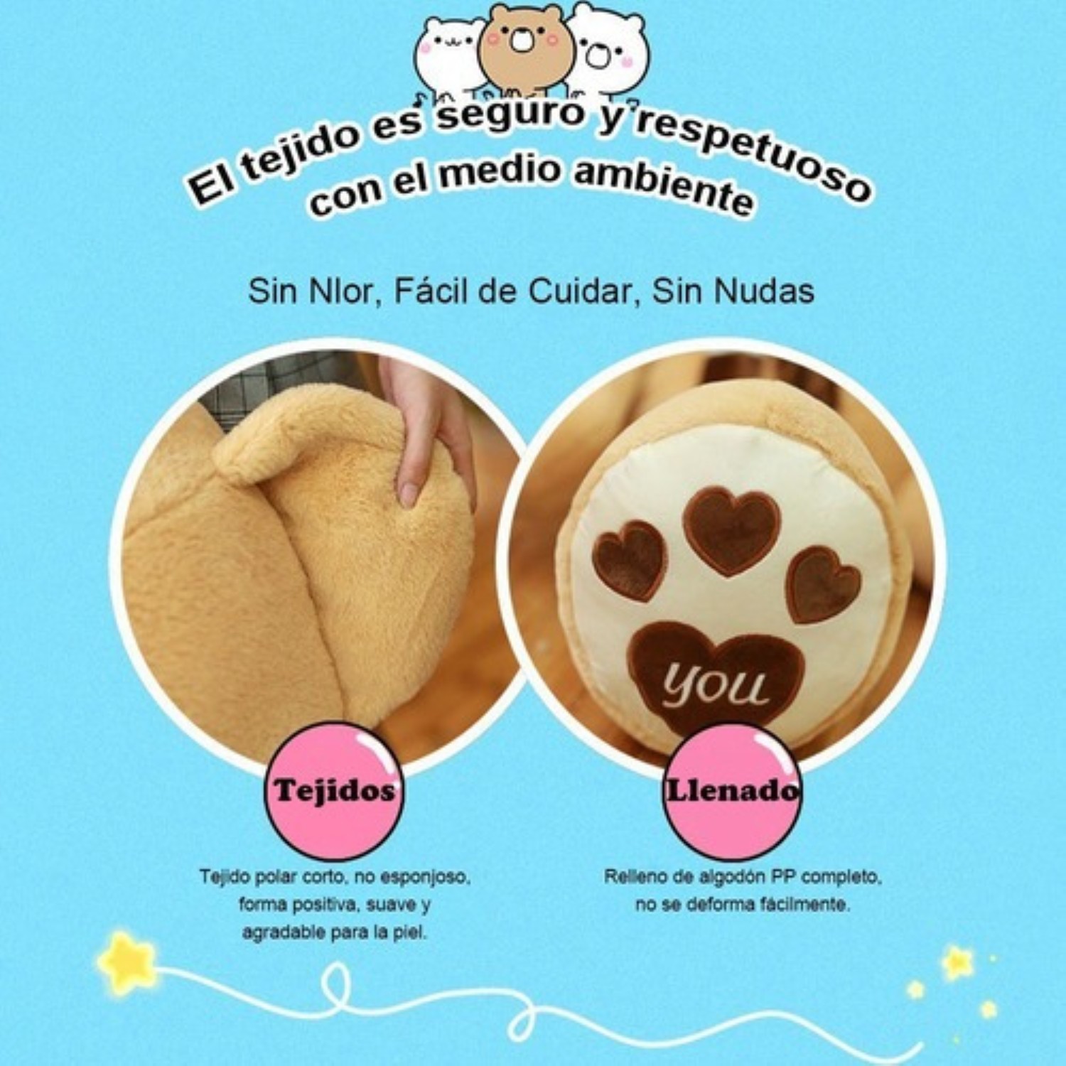 Grande Oso Peluche Gigante Con Bufanda 1metro Marron