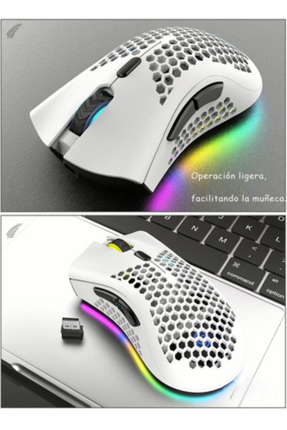 Mouse gamer recargable white Blanco