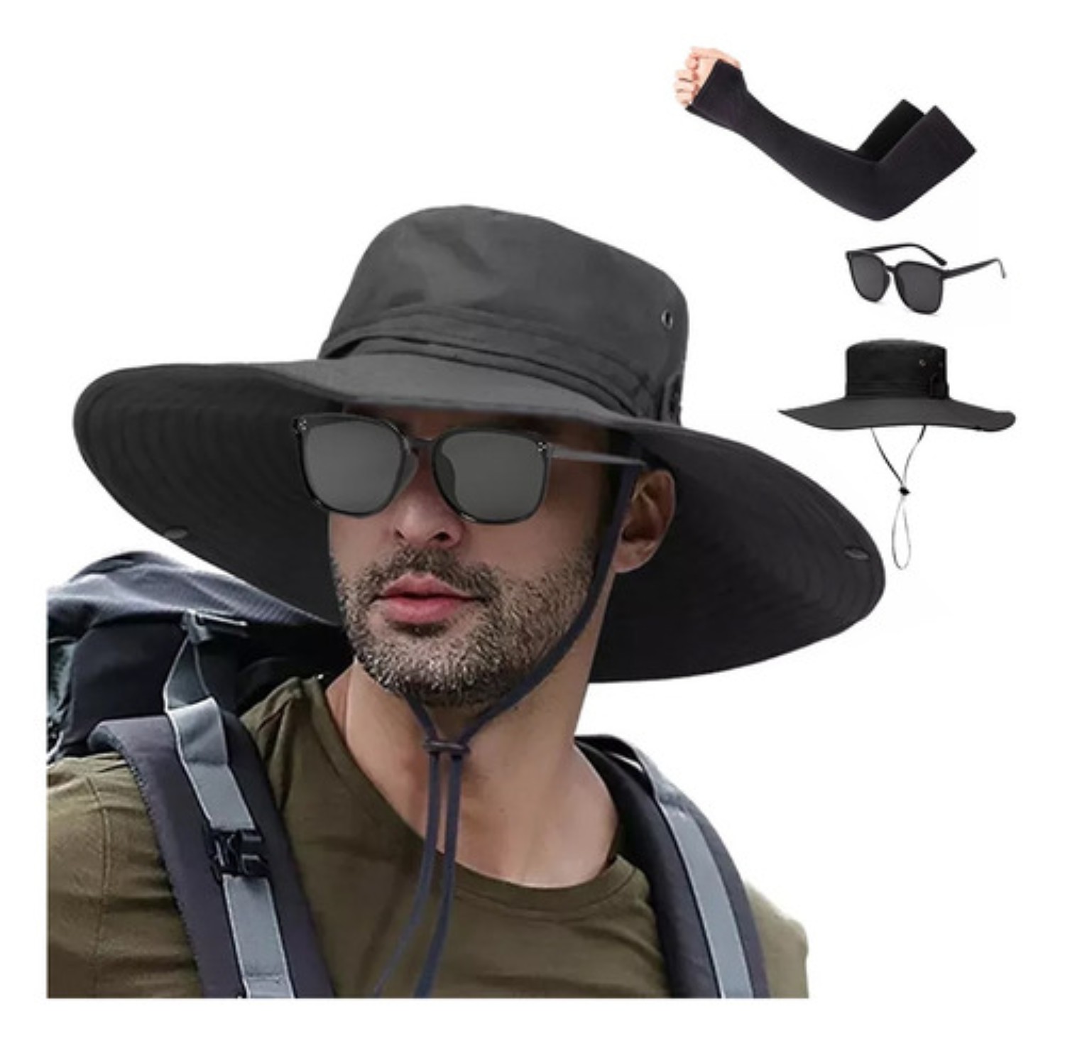 Sombrero De Sol Para Hombre Exterior Negro sombrero-de-sol-para-hombre-exterior-negro