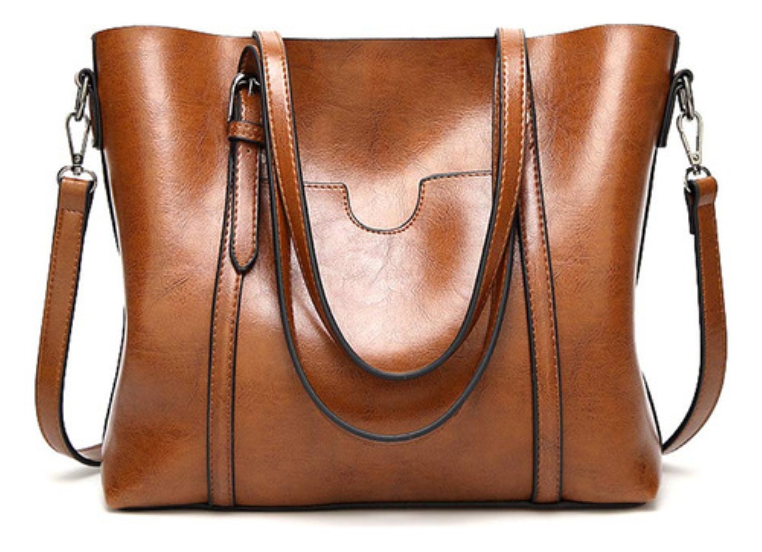 Bolsa De Mano Hombro Mujer Piel Bolso Interior Resistente Cafe
