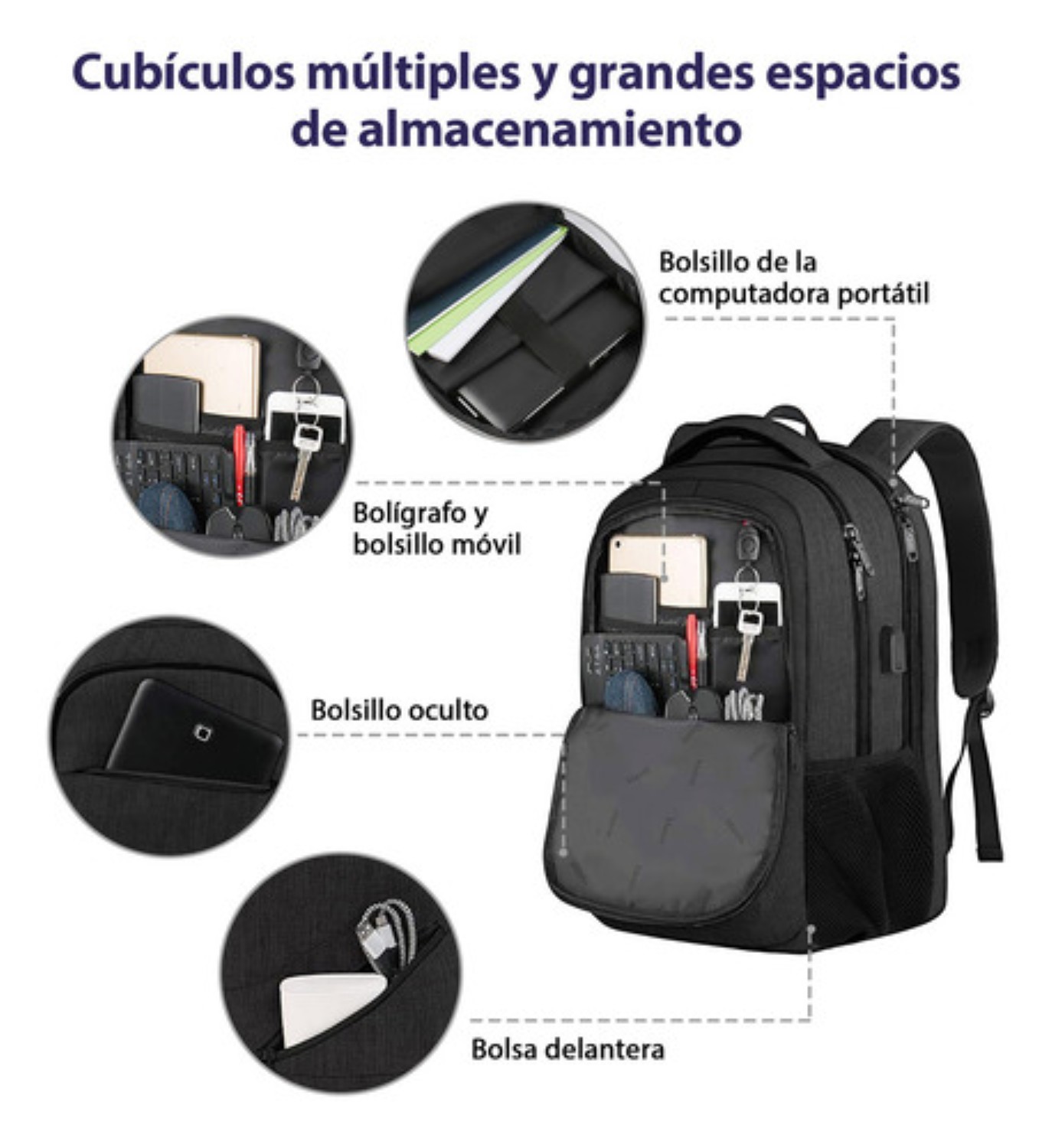 Mochila Para Laptop 17 Pulgadas negra
