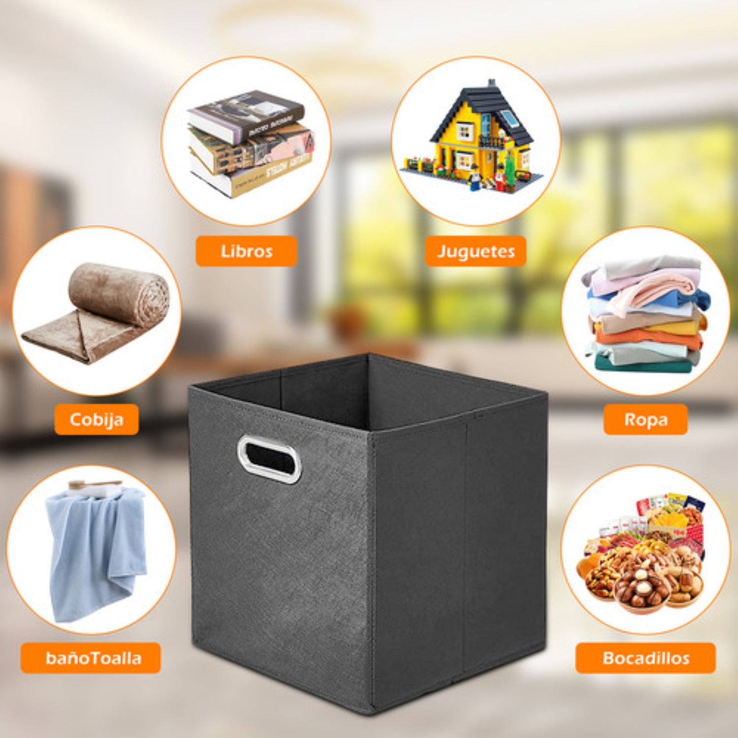 4 Caja Organizador Almacenamiento Hogar Trabajo Plegable NEGRAS