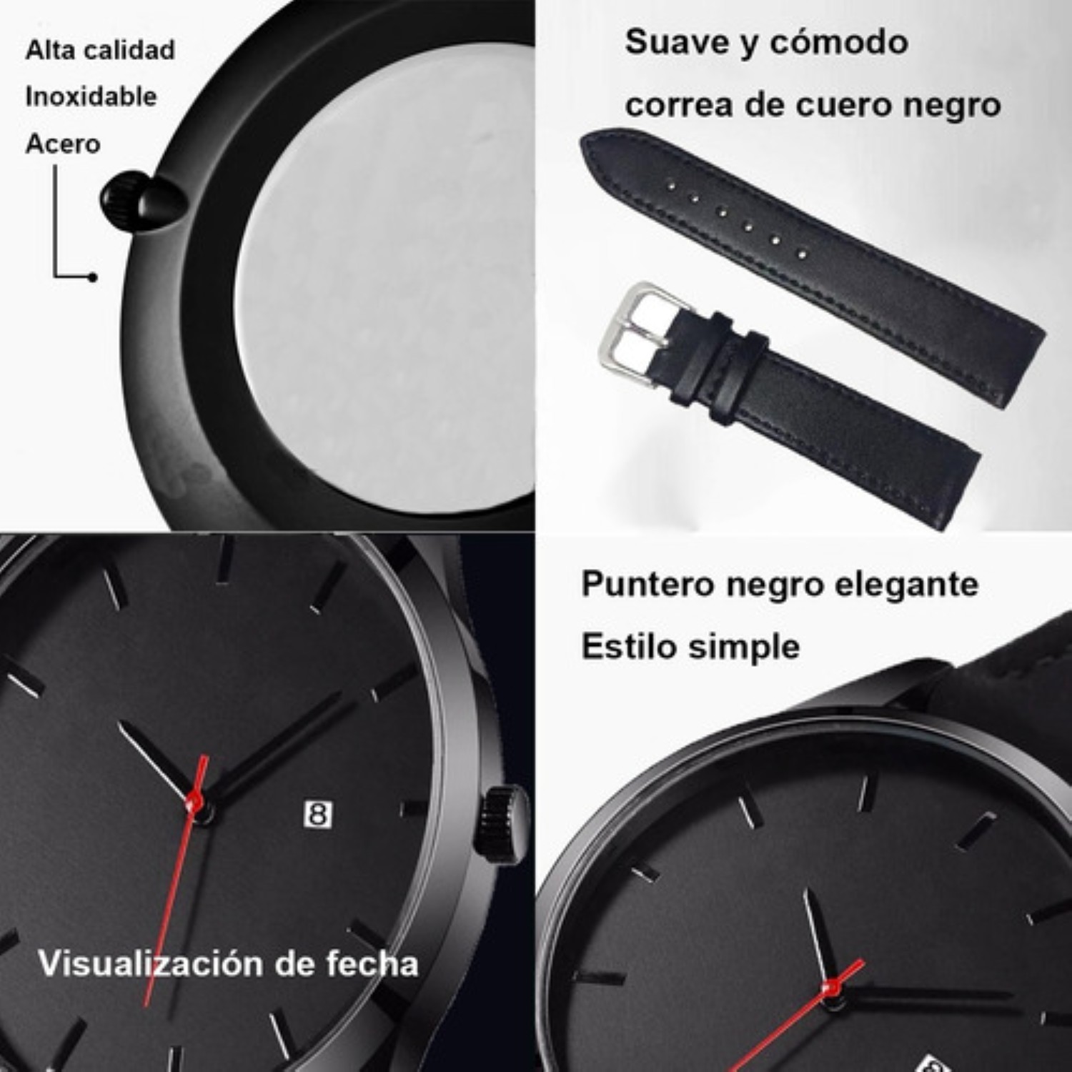 Reloj Casual Y Elegante Color Negro Para Hombre Negro