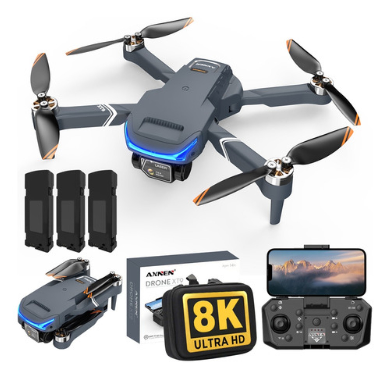 Dron Cuadric ptero Xt9 A Control Remoto C c mara 4k Hd Gris Osscuro dron-cuadric-ptero-xt9-a-control-remoto-c-c-mara-4k-hd-gris-osscuro