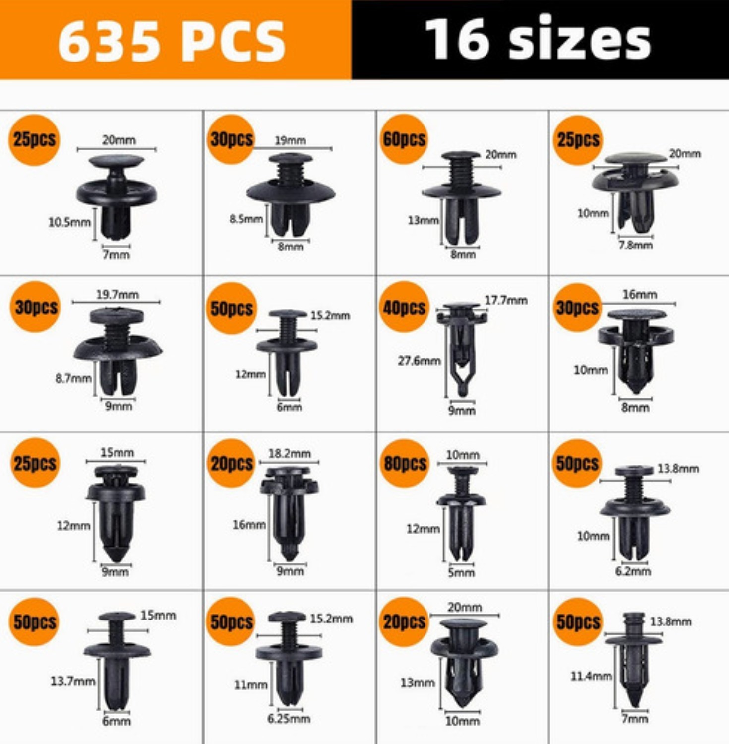 Kit De Grapas Automotriz 635pcs 16 Modelos Con Quita Grapas