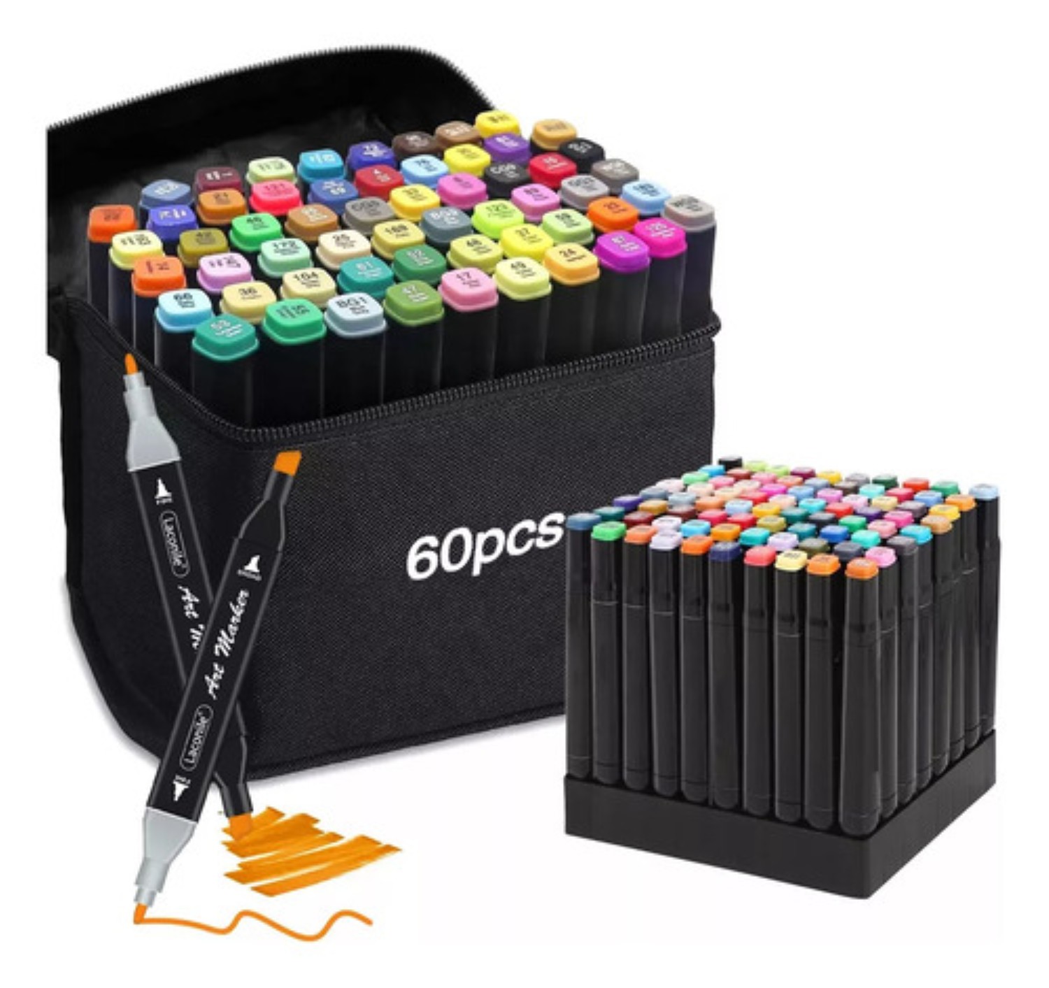 Marcadores Doble Punta Plumones Punta Pincel 60 Colors