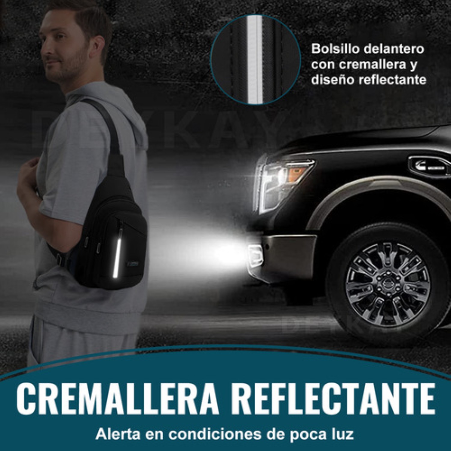 Mochila MENSAJERO Impermeable Multifunción Cruzada Hombro Negro
