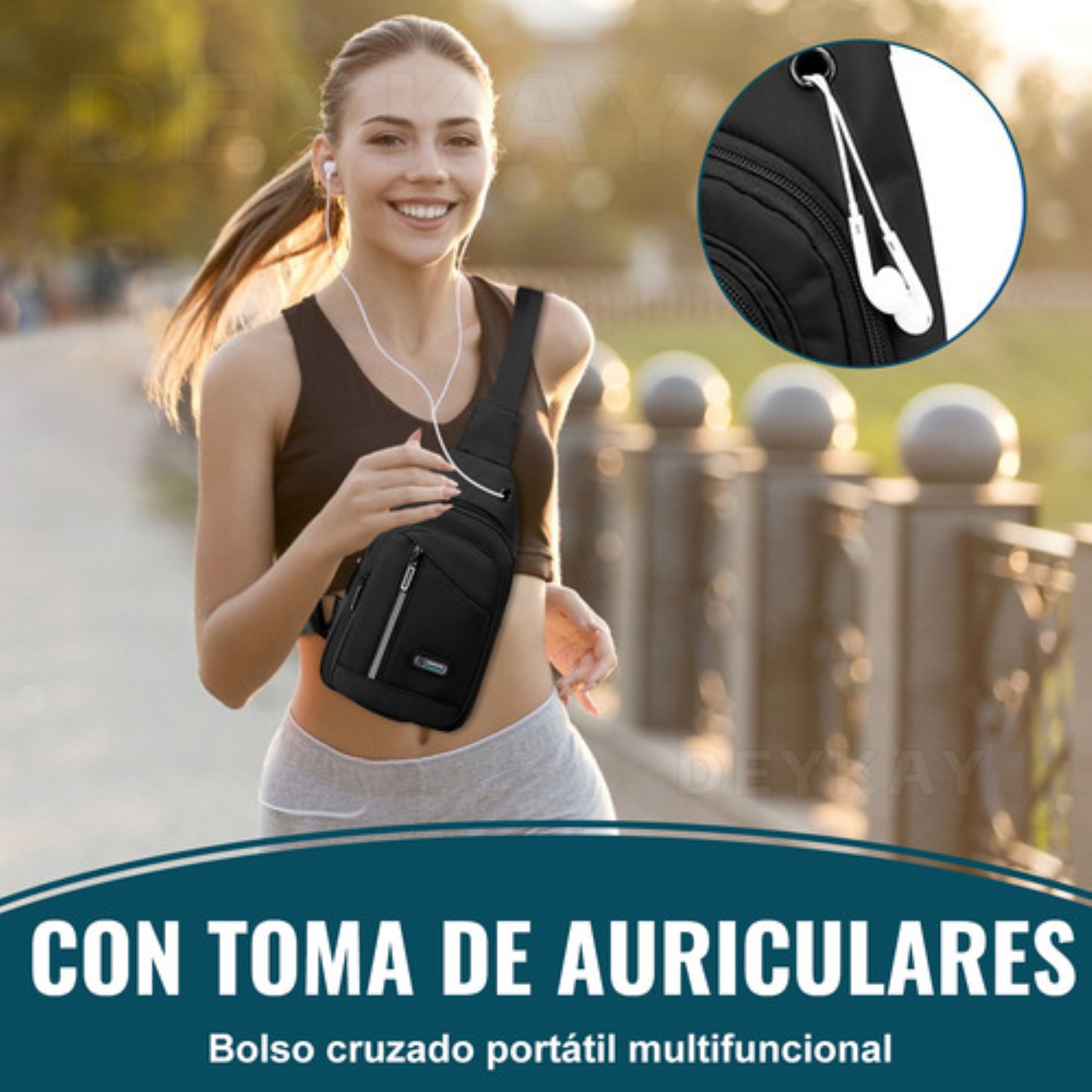 Mochila MENSAJERO Impermeable Multifunción Cruzada Hombro Negro