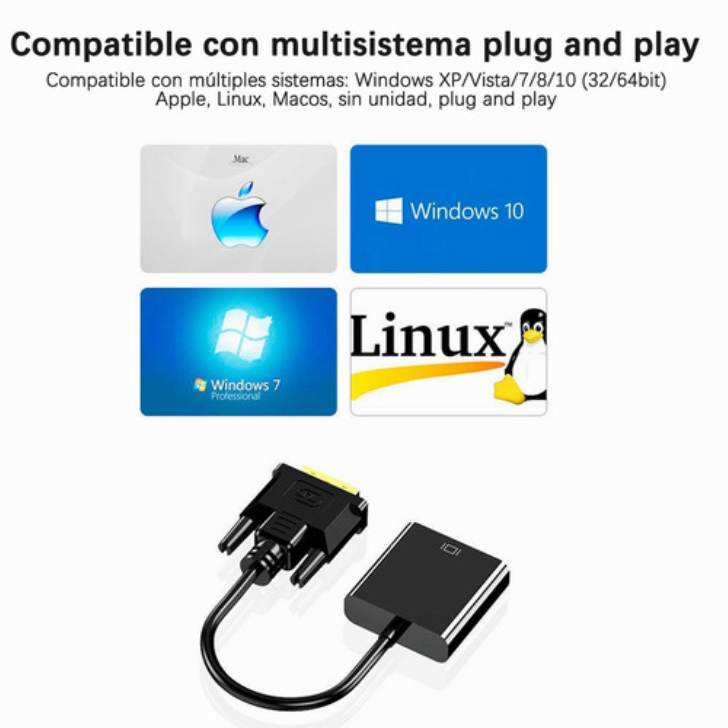 Adaptador Convertidor De Dvi-d A Vga Negro