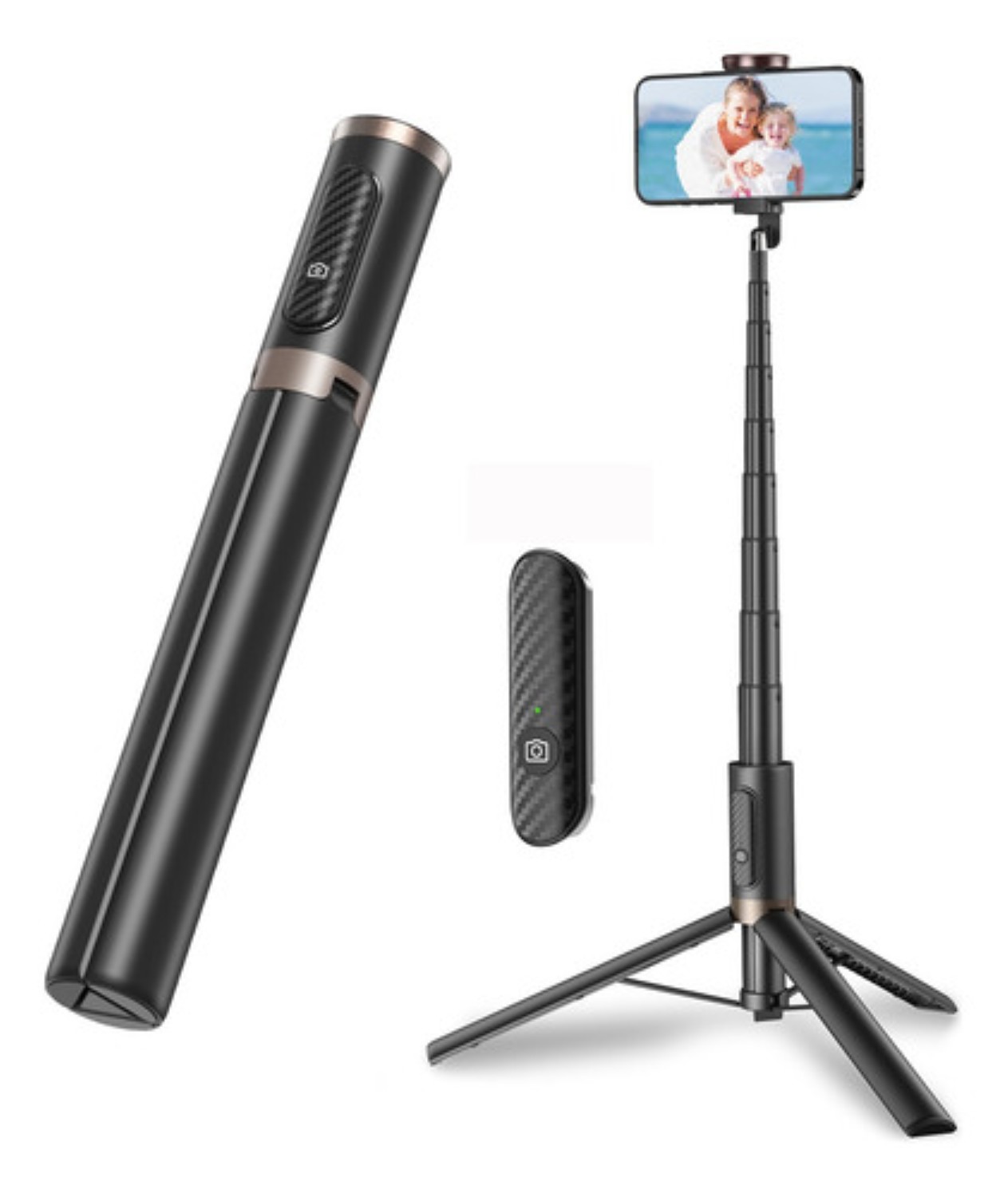 60in Tripode Para Selfie Stick Portátil Para Telefono Negro