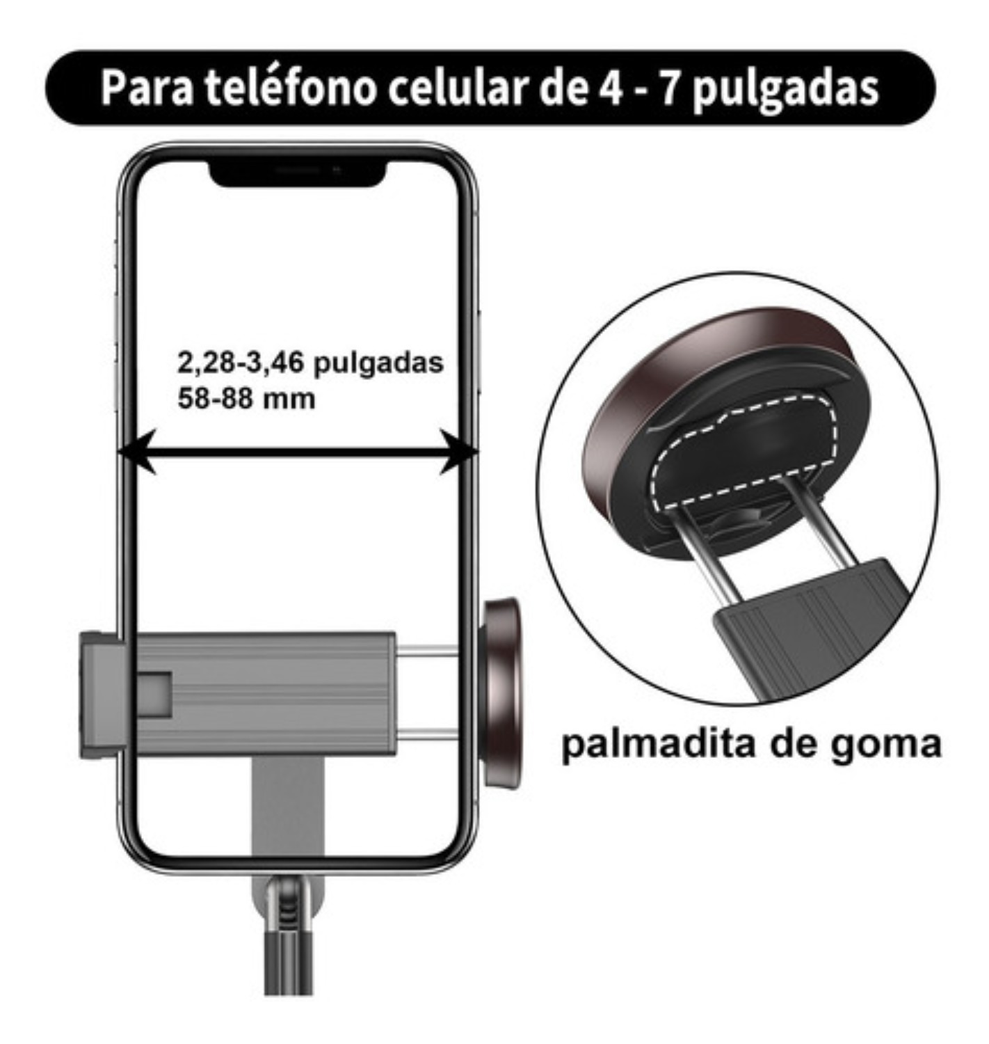 60in Tripode Para Selfie Stick Portátil Para Telefono Negro