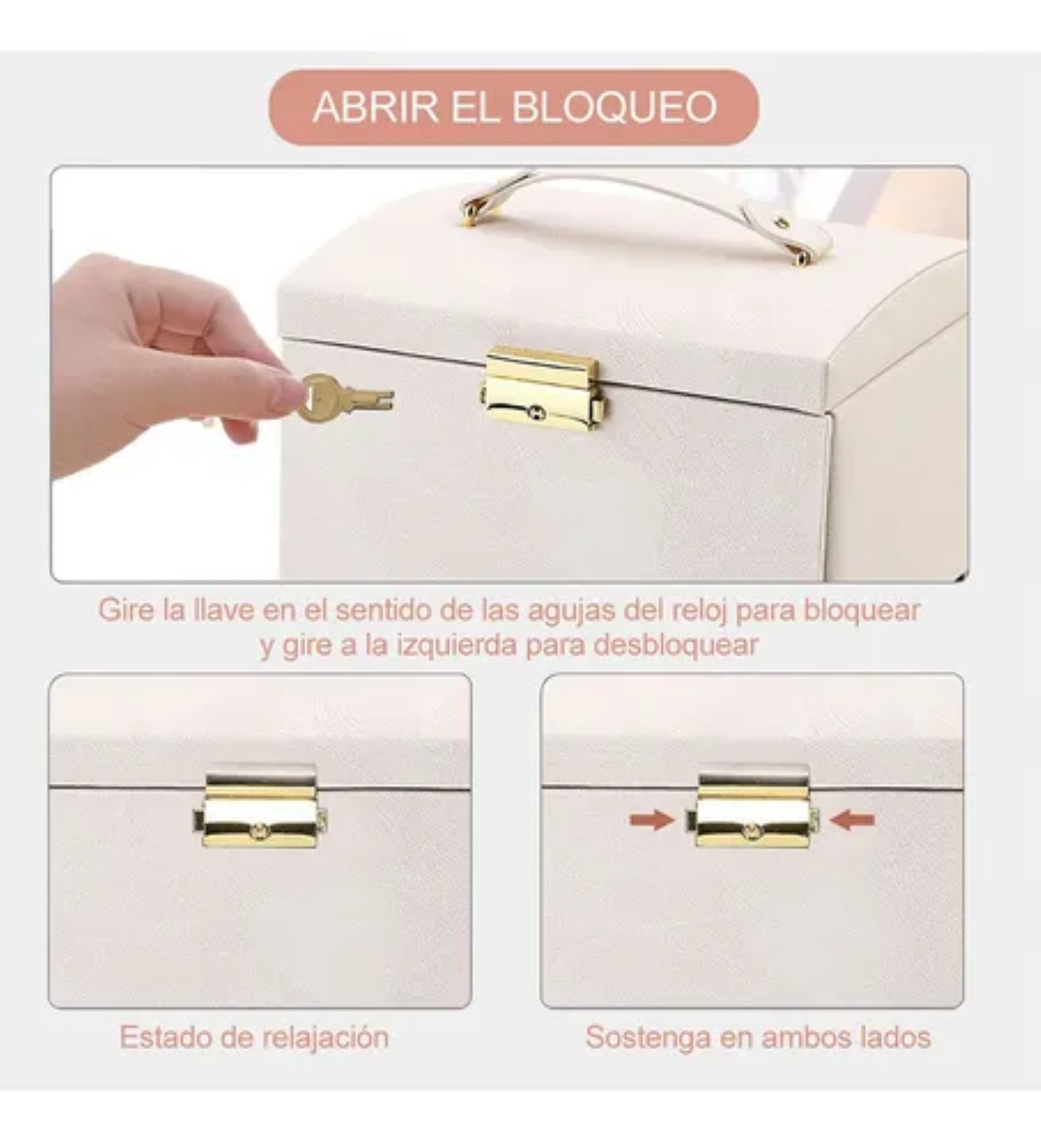 Joyero Organizador De 3 Capas, Cajas De Exhibición De Joyería rosa claro