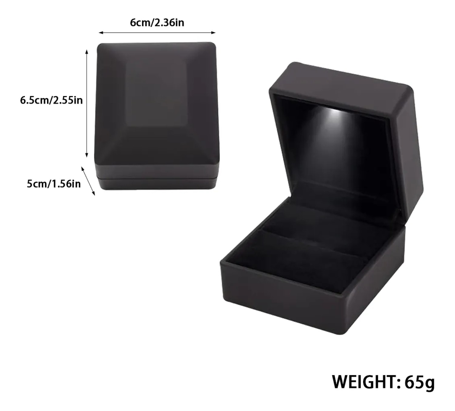 Caja Estuche Para Anillo De Compromiso Con Luz Led  Negro