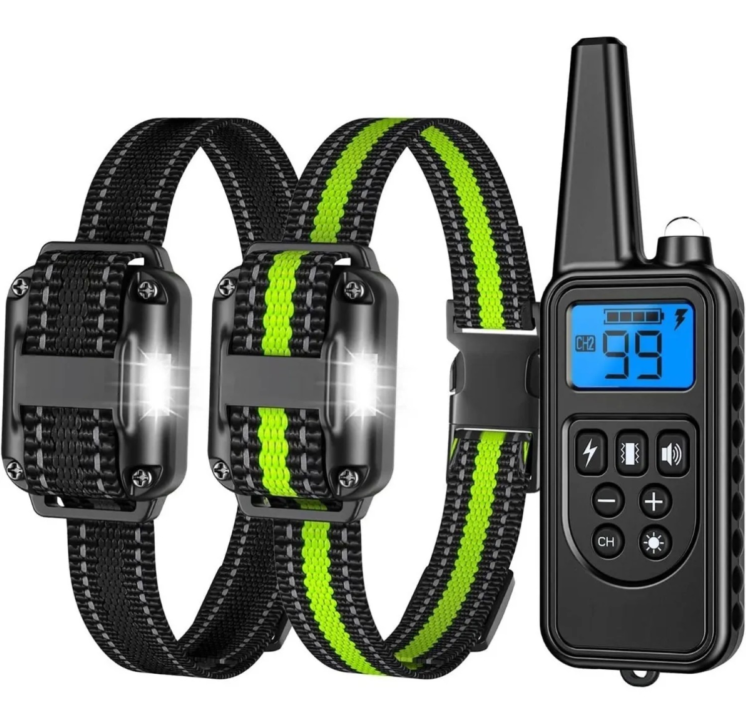 Collar Eléctrico Para Entrenamiento De Perros 3PZ Negro y Verde