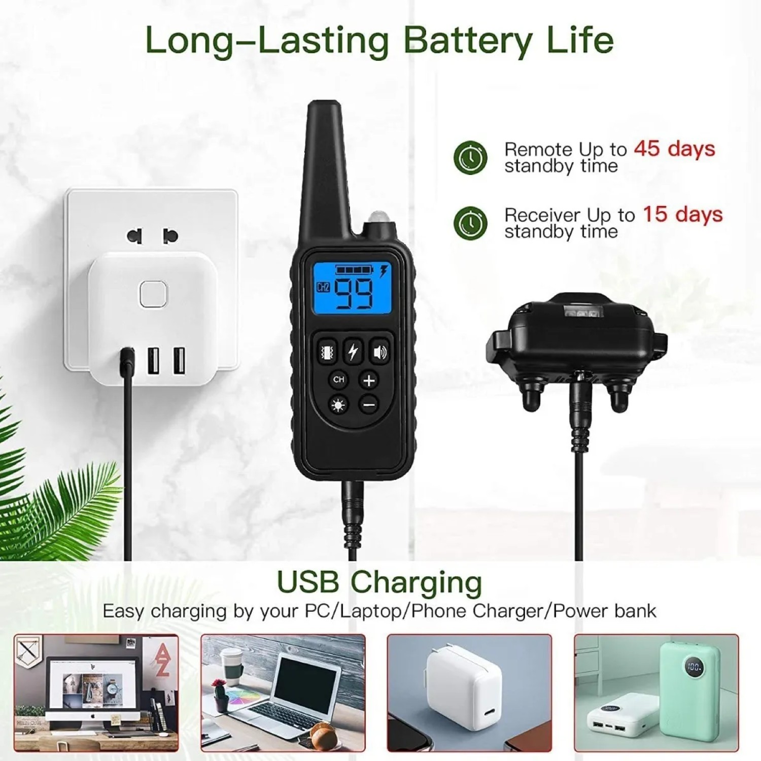 Collar Eléctrico Para Entrenamiento De Perros 3PZ Negro y Verde