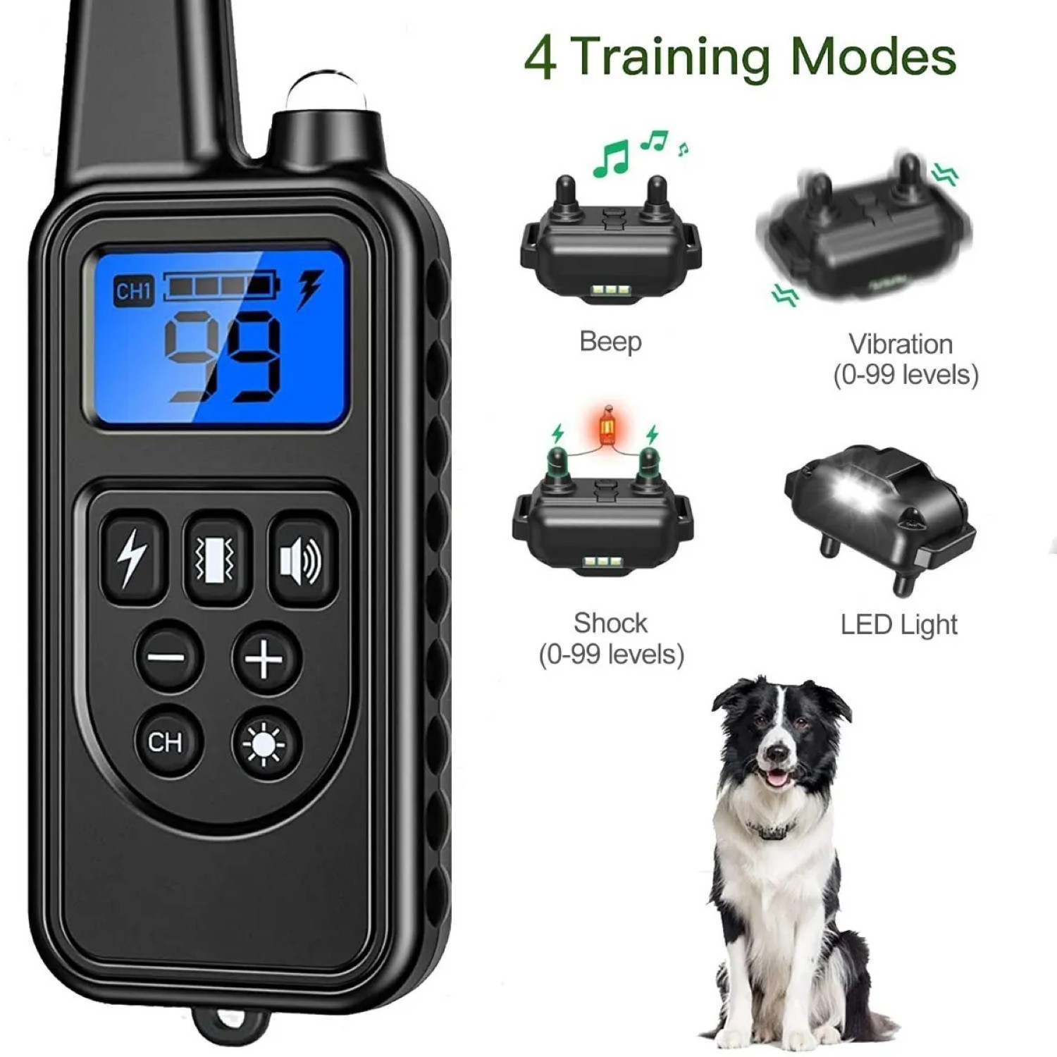 Collar Eléctrico Para Entrenamiento De Perros 3PZ Negro y Verde