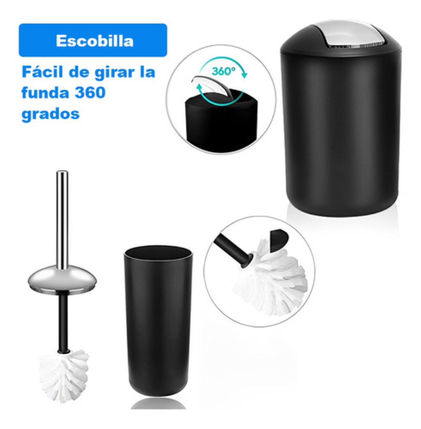 Set de Accesorios de Baño 6 piezas Negro