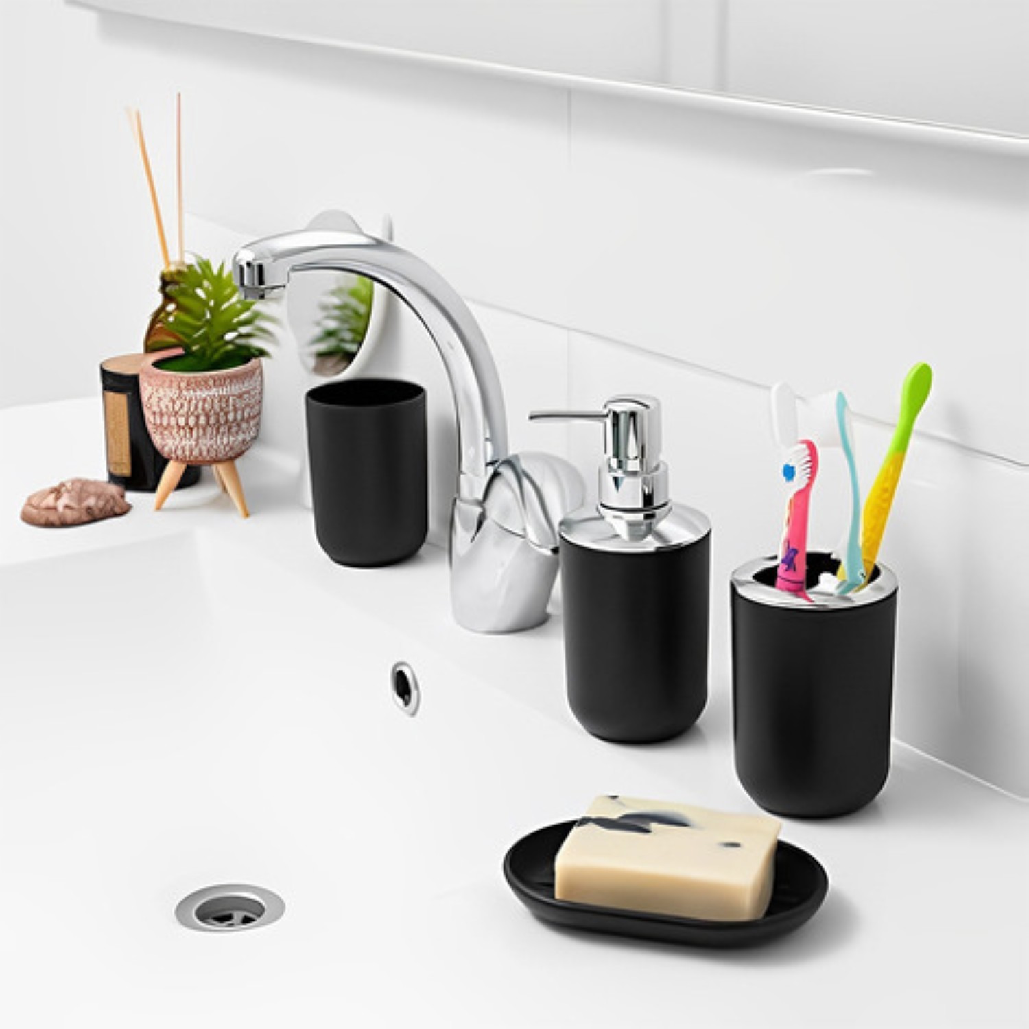 Set de Accesorios de Baño 6 piezas Negro