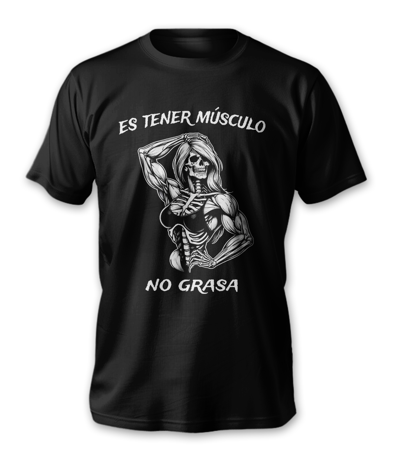 Playera Negra Calacas Chidas Es Tener Musculo No Grasa GYM 