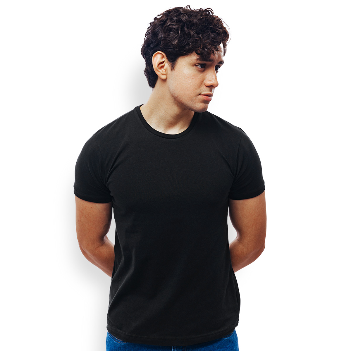 Playera Negra Cuello Redondo Manga Corta Básica Muscle Fit Para Hombre