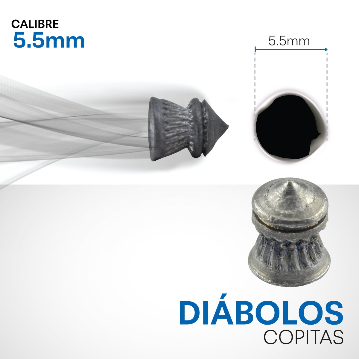 Diábolos 5.5 mm con Punta en Lata de 120 Piezas para Tiro Deportivo y Práctica de Precisión