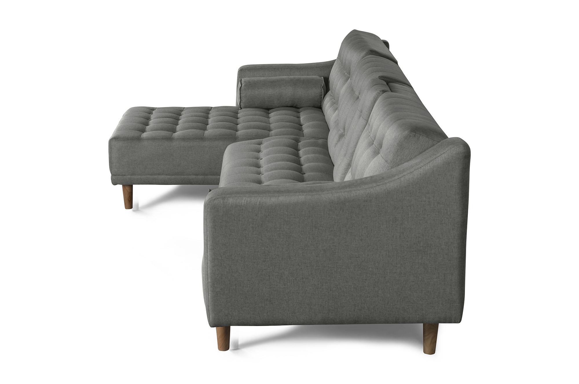 Sala Modular Makora Duomo Gris Claro Lino De 3 Plazas Con Portavasos
