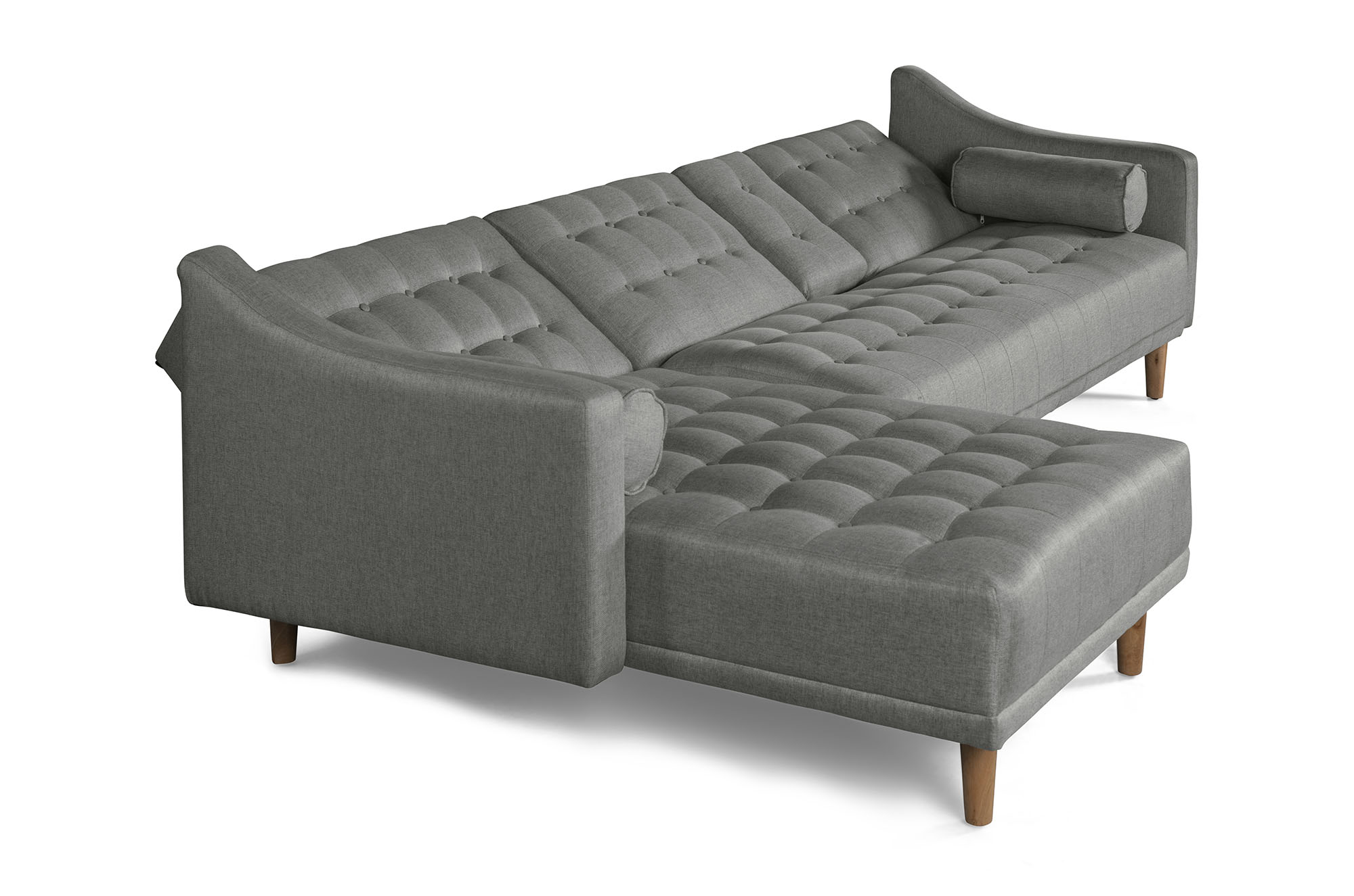 Sala Modular Makora Duomo Gris Claro Lino De 3 Plazas Con Portavasos