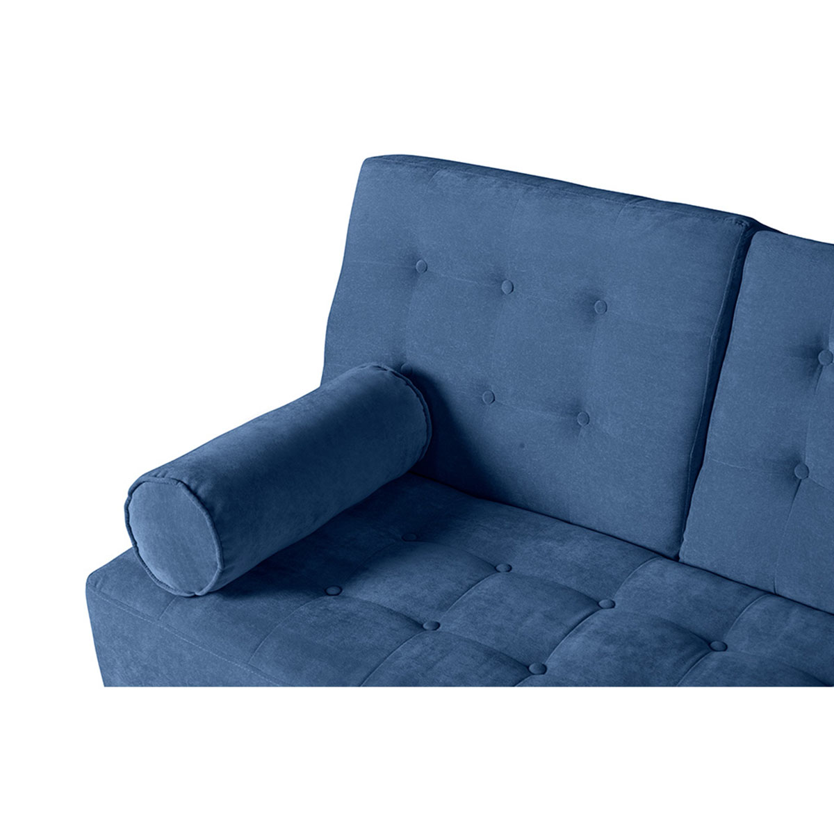 Sofá Cama Makora Zambroni Azul Terciopelo De 2 Plazas Con Portavasos