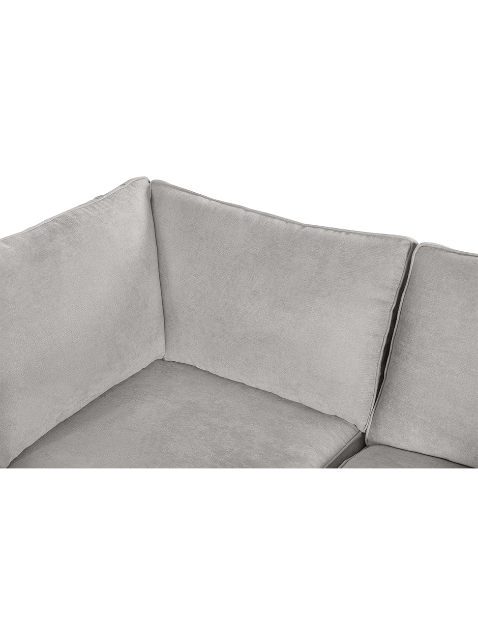 Sala de 4 módulos Makora Morelli con Memory Foam, Color Gris Claro Chenille, Respaldo Reclinable de 3 Posiciones