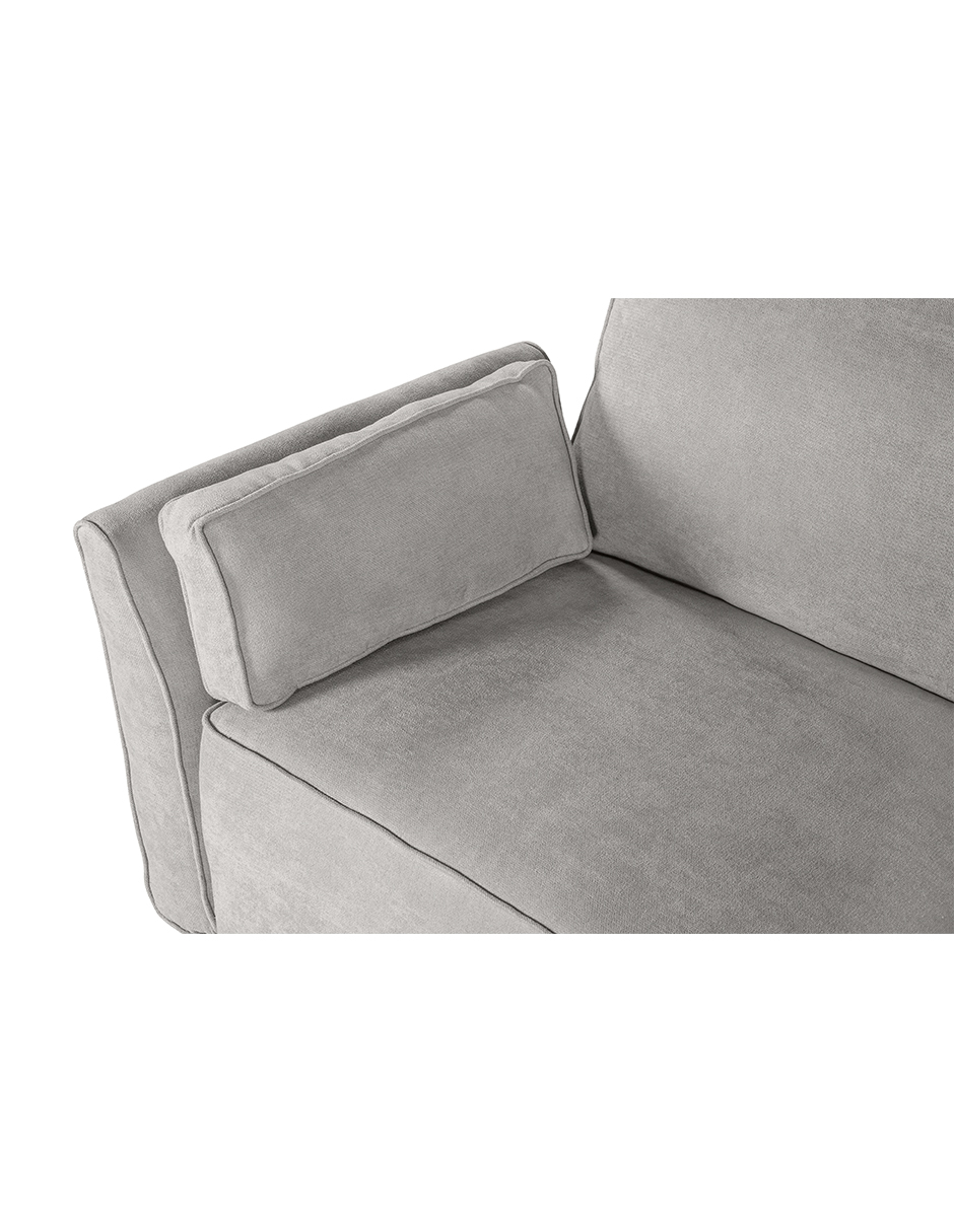 Sala de 4 módulos Makora Morelli con Memory Foam, Color Gris Claro Chenille, Respaldo Reclinable de 3 Posiciones