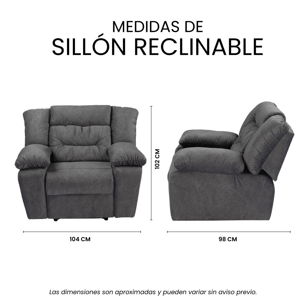 Sillón Reclinable Trinity Bumer Gris Oscuro ENTREGA SOLO EN CDMX Y AREA METROPOLITANA