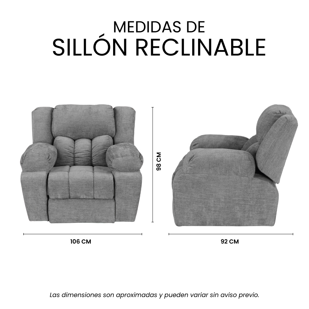 Sillón Reclinable Trinity Rexon Gris Oscuro  ENTREGA SOLO EN CDMX Y AREA METROPOLITANA