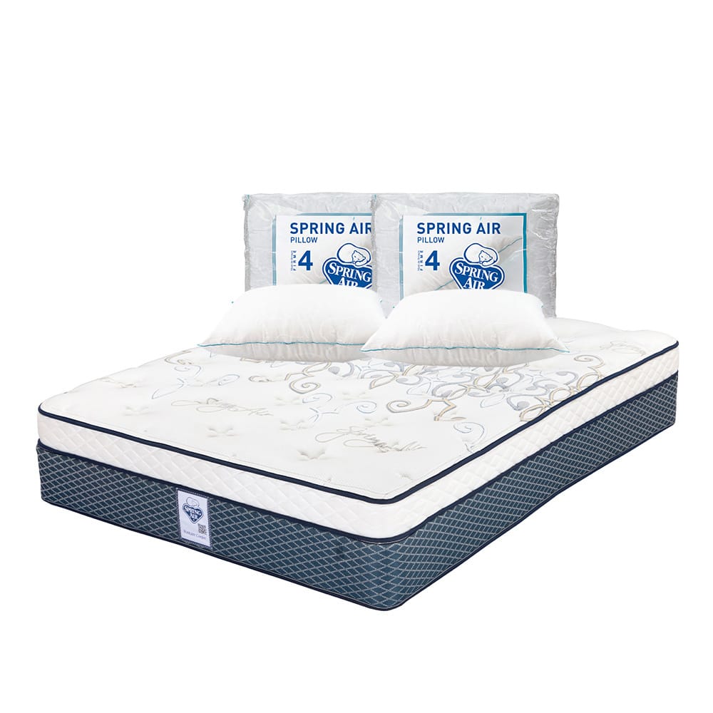 Colchón Matrimonial Spring Air Cantabria Azul  + 2 Almohadas Spring Air Osos 