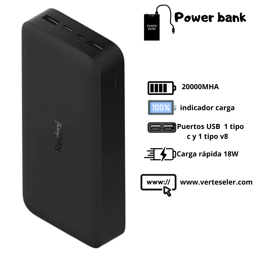 Xiaomi Redmi Power Bank 20000mah + Filwans GTS Mini Smartwatch