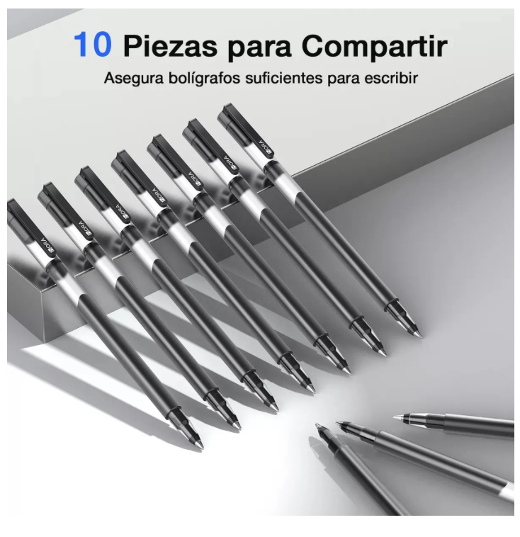 10 Piezas Bolígrafos De Tinta Negra 1Hora Pluma Punta De 0.5mm Boligrafo Punto Fino De Tinta Para Estudiantes De Oficina