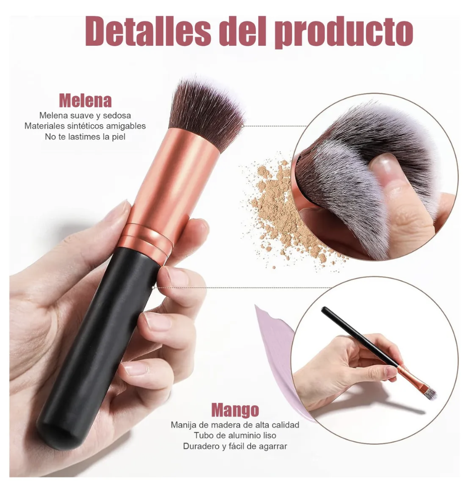 21pzs Brochas De Maquillaje Base Profesional Kit Con Esponja AZUL 