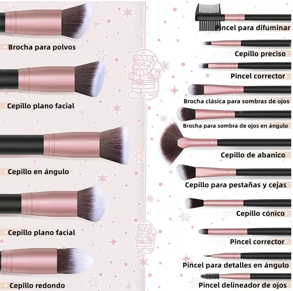 21pzs Brochas De Maquillaje Base Profesional Kit Con Esponja AZUL 