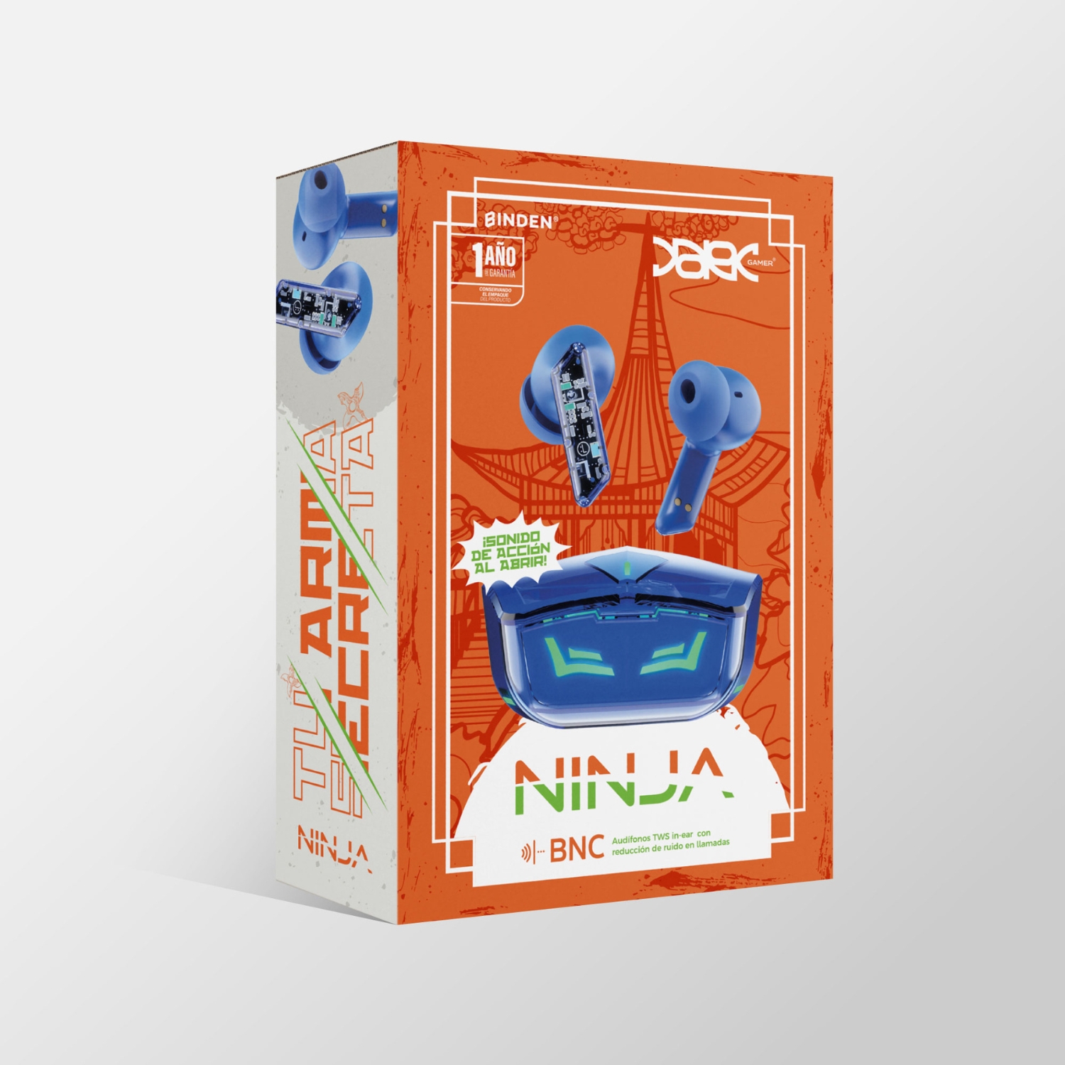 Audífonos Gamer BINDEN Dark Ninja Inalámbricos con Reducción de Ruido BNC