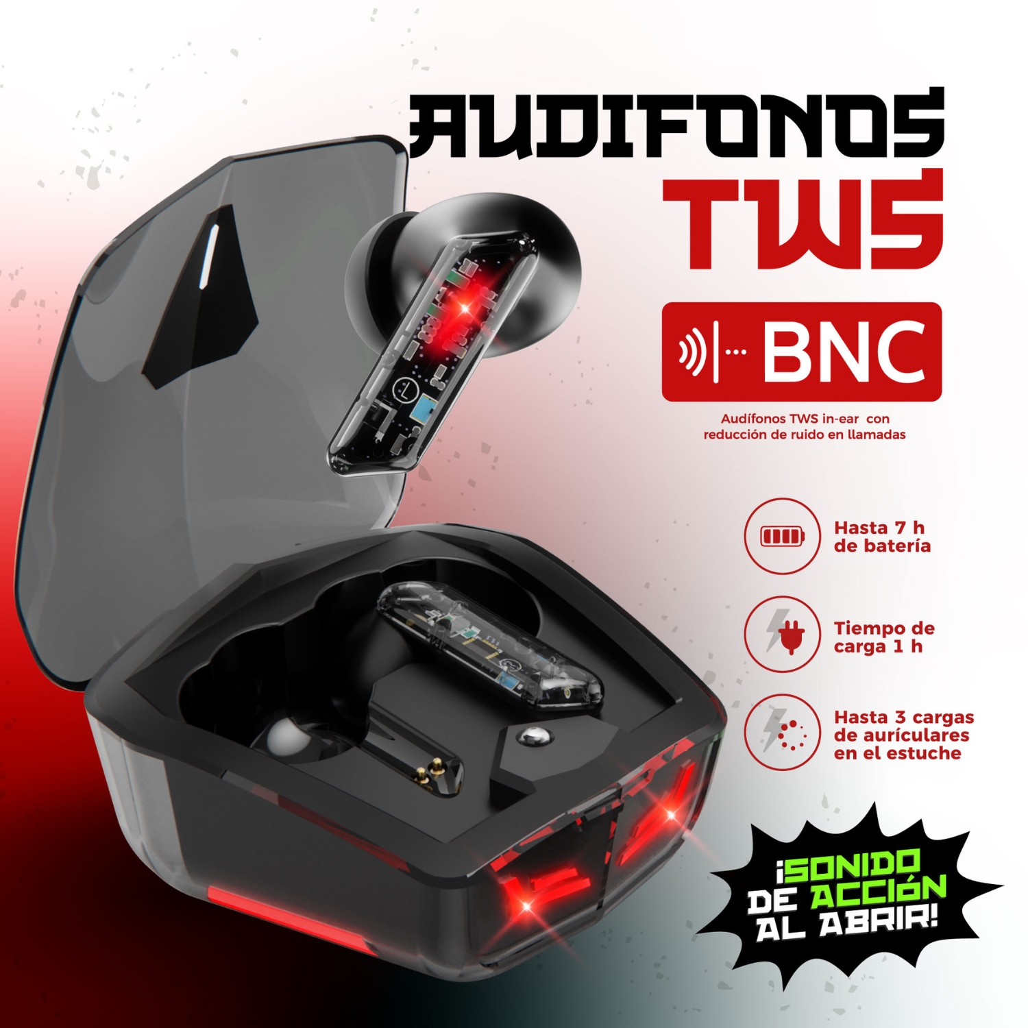 Audífonos Gamer BINDEN Dark Ninja Inalámbricos con Reducción de Ruido BNC