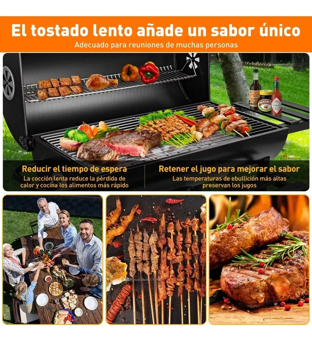 Asador De Carbón Para Jardín Parrillas Gran Área Para Carne