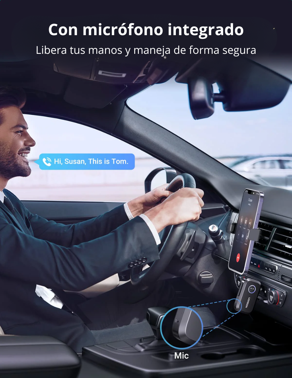 Adaptador Bluetooth 5.3 UGREEN con Conector AUX de 3.5 mm