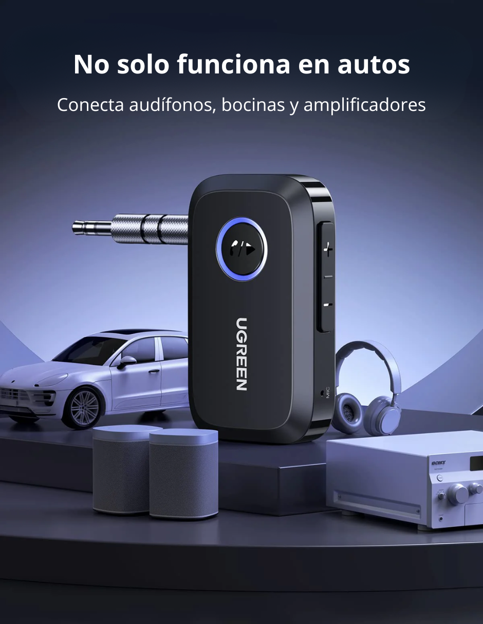 Adaptador Bluetooth 5.3 UGREEN con Conector AUX de 3.5 mm