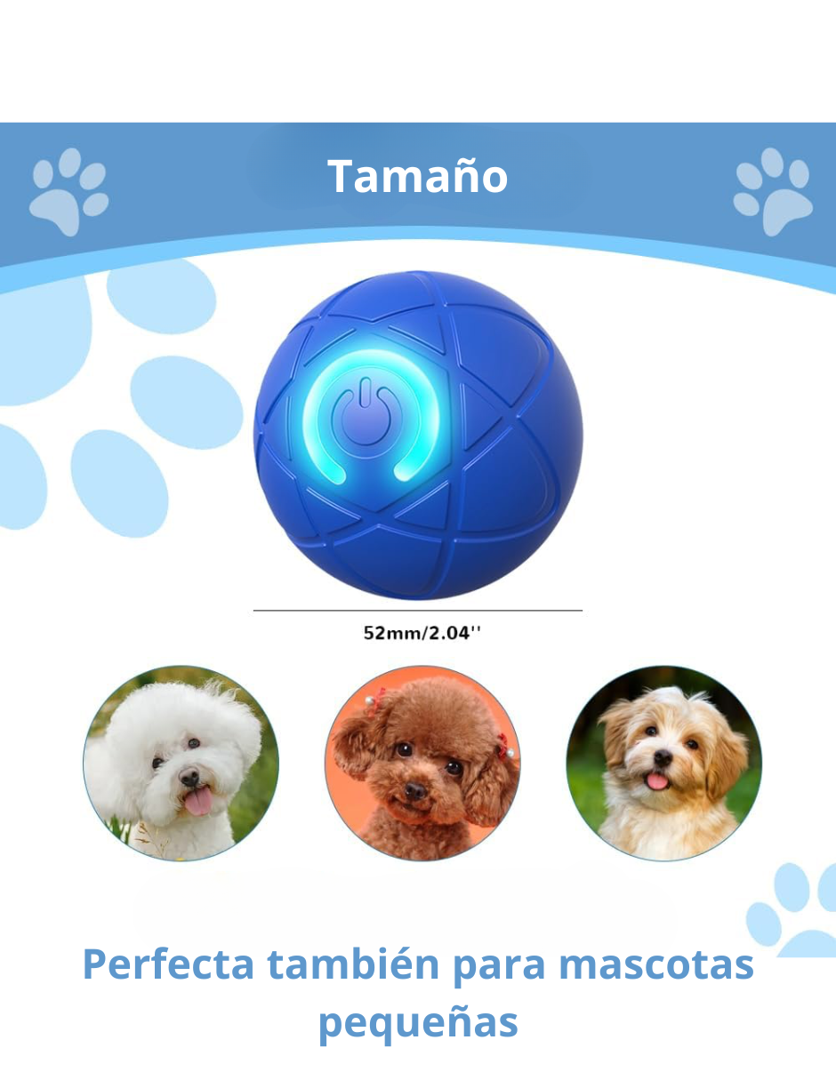 Pelota led interactiva para mascotas azul