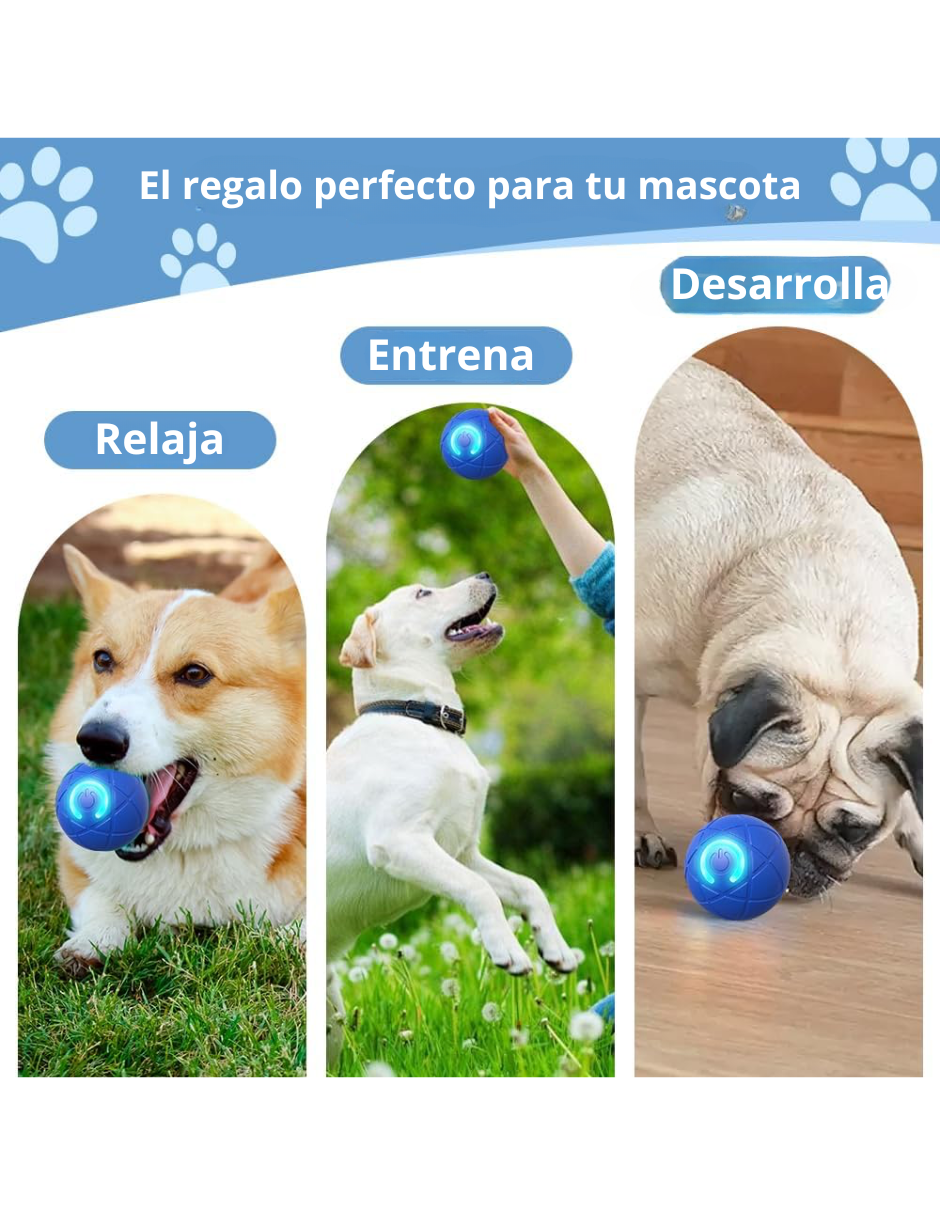 Pelota led interactiva para mascotas azul