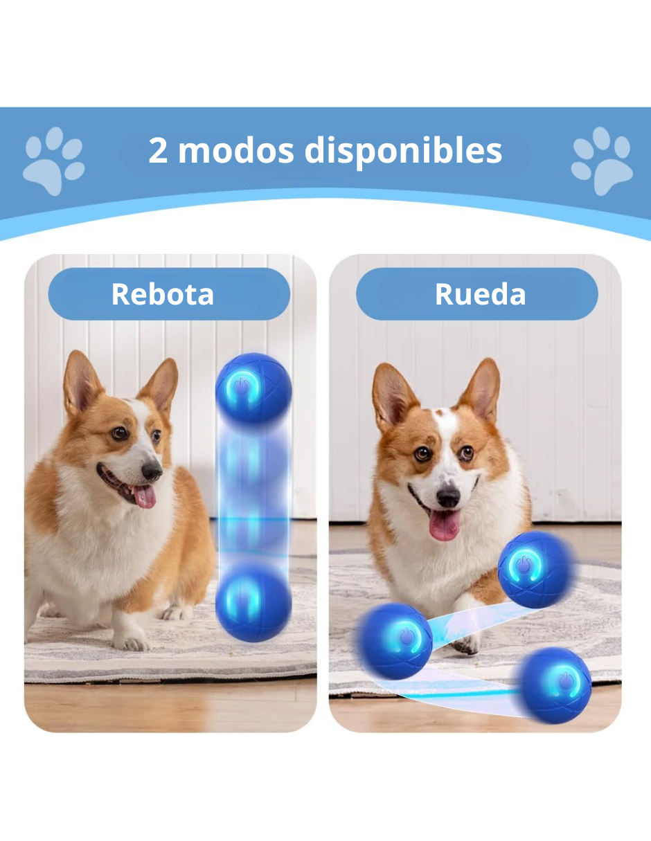 Pelota led interactiva para mascotas azul